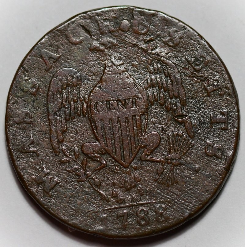 1788 Massachusetts Colonial Copper Cent