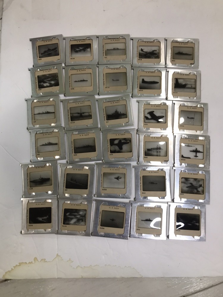 U.S. NAVY recognition training slides 1960's mixed lot (30) ships & planes