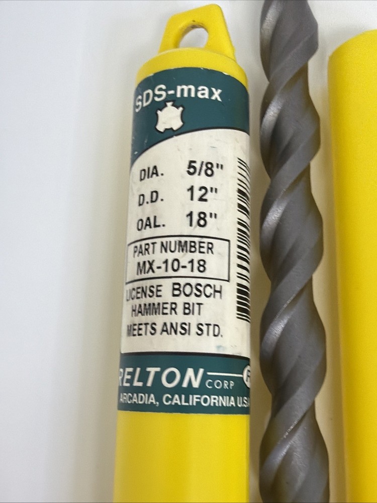 5/8" x 18" long Relton MX-10-18 Hammer Bit SDS-Max