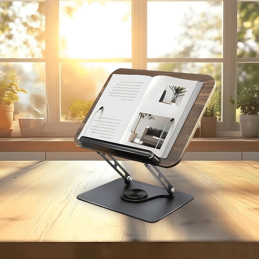 Book Stand for Reading - Adjustable 360° Rotating Book Stand Multi Heights wi...