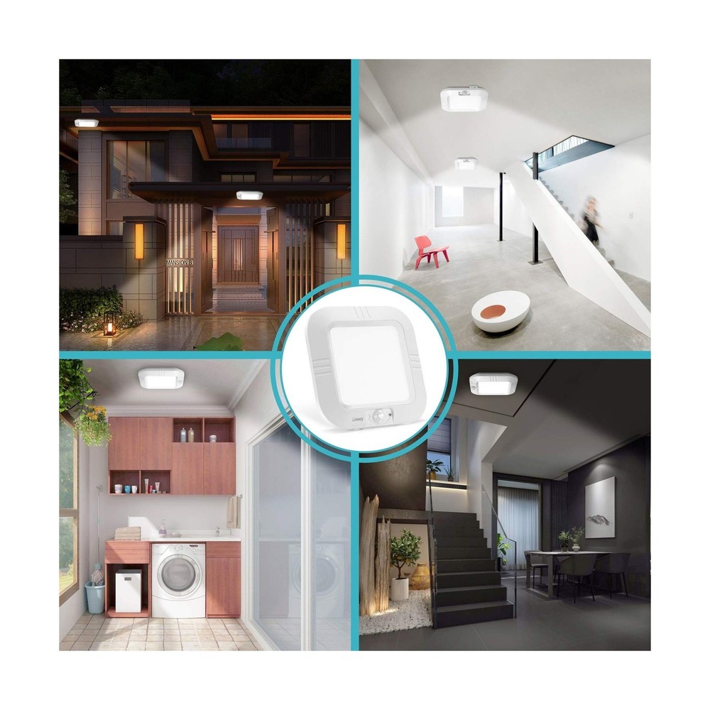 LINEWAY Motion Sensor Ceiling Light - Indoor Motion Activated LED Light, 6000...