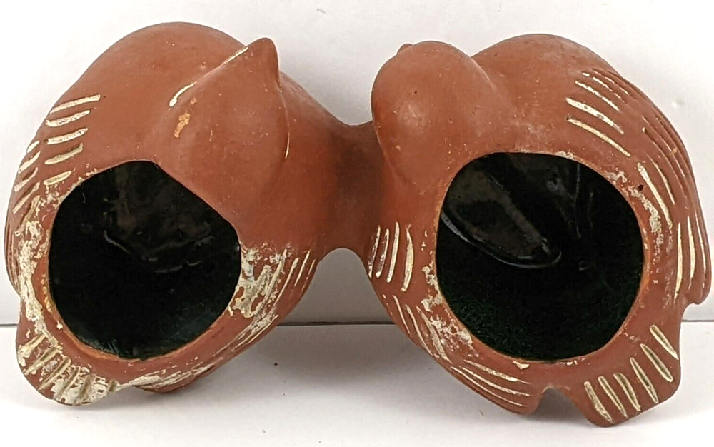 Terracotta Double Bird Bowl Planter Glazed Inside