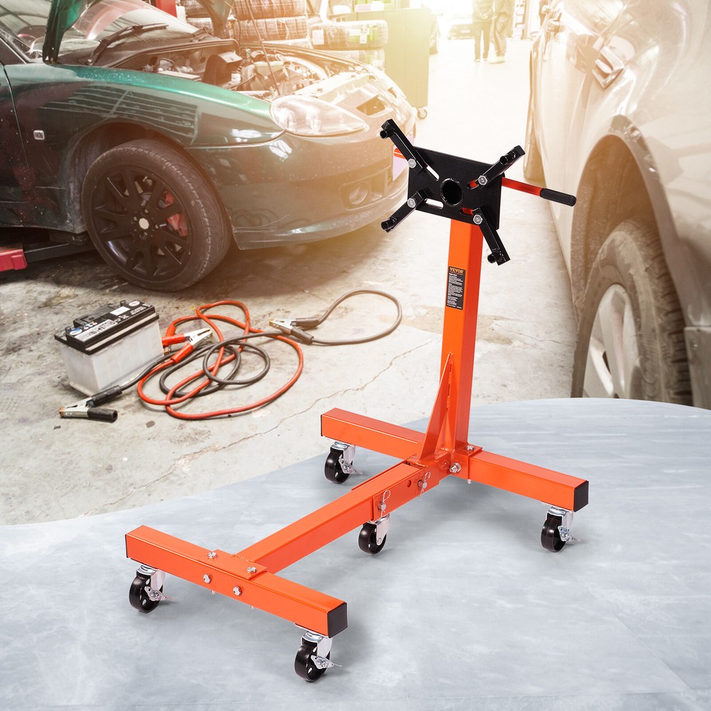 VEVOR Folding Engine Stand 1500LBS Motor Hoist Dolly w/Adjustable Mounting Head