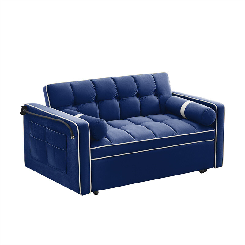 Sleeper Sofa Couch w/Pull Out Bed 55" Modern Velvet Convertible Sleeper Sofa Bed