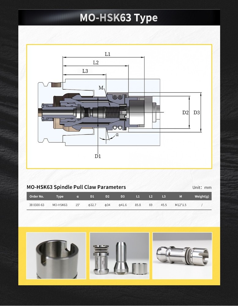 OTT HSK50 Spindle Pull Claw HSK50 Internal Spindle Grippers Tool