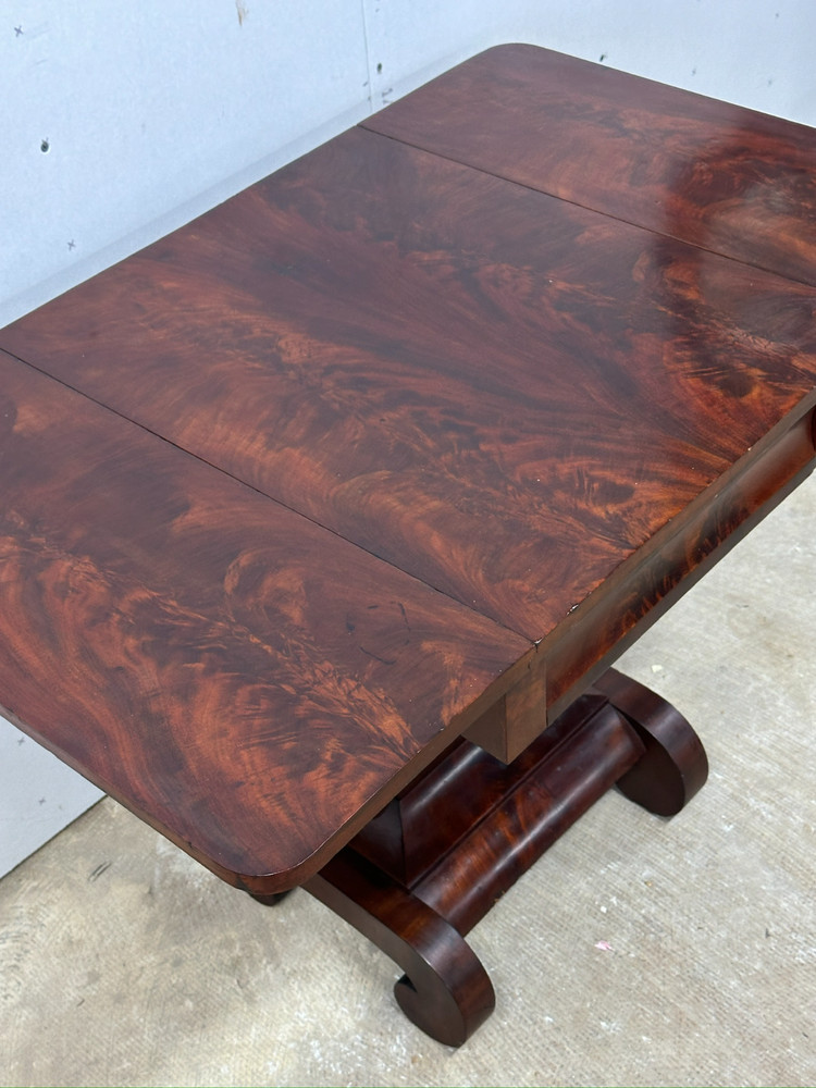 antique flame mahogany table empire classical drop leaf work night stand