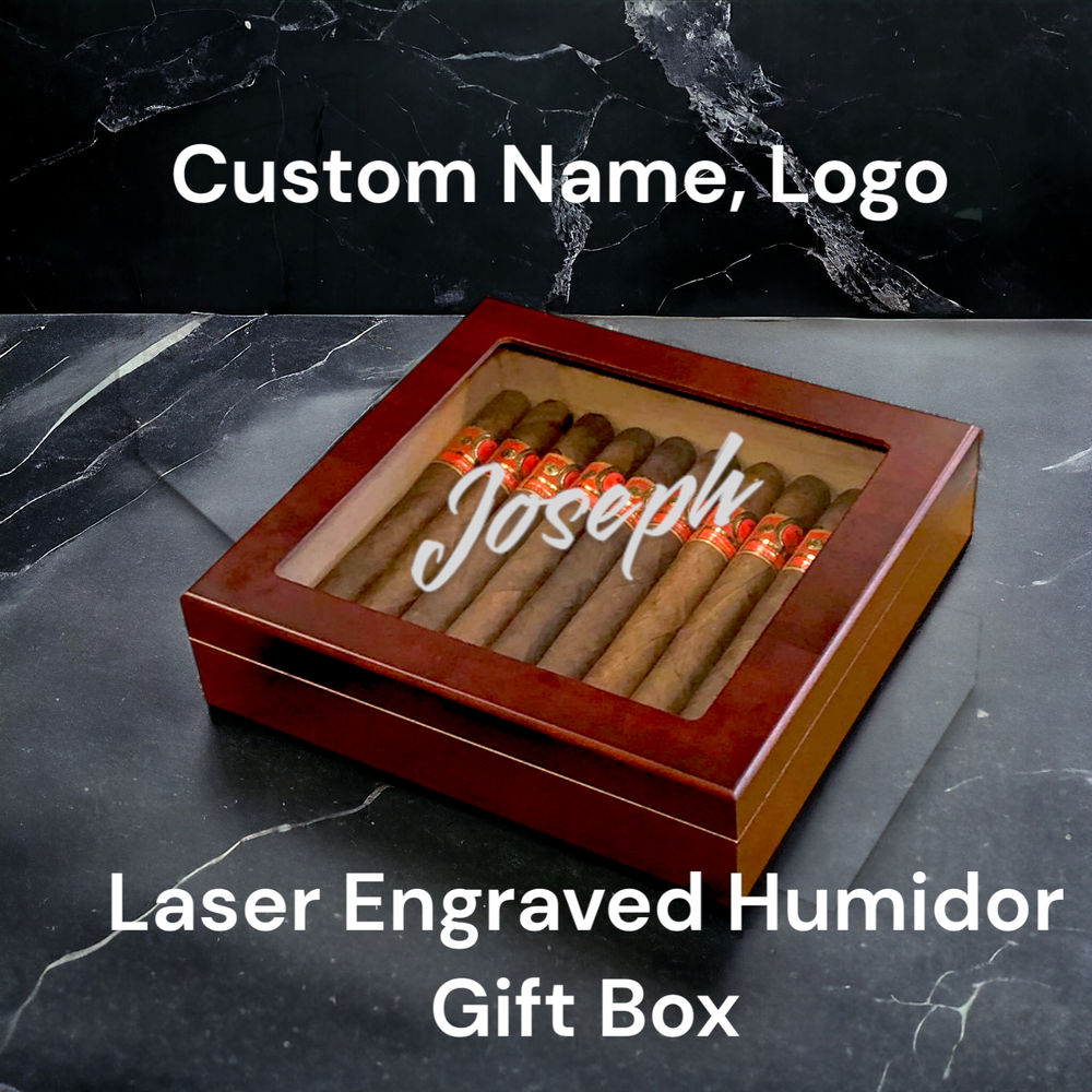 Personalized Humidor Glasstop Cigars Box Engraved Gift Cigar Lovers Custom Name