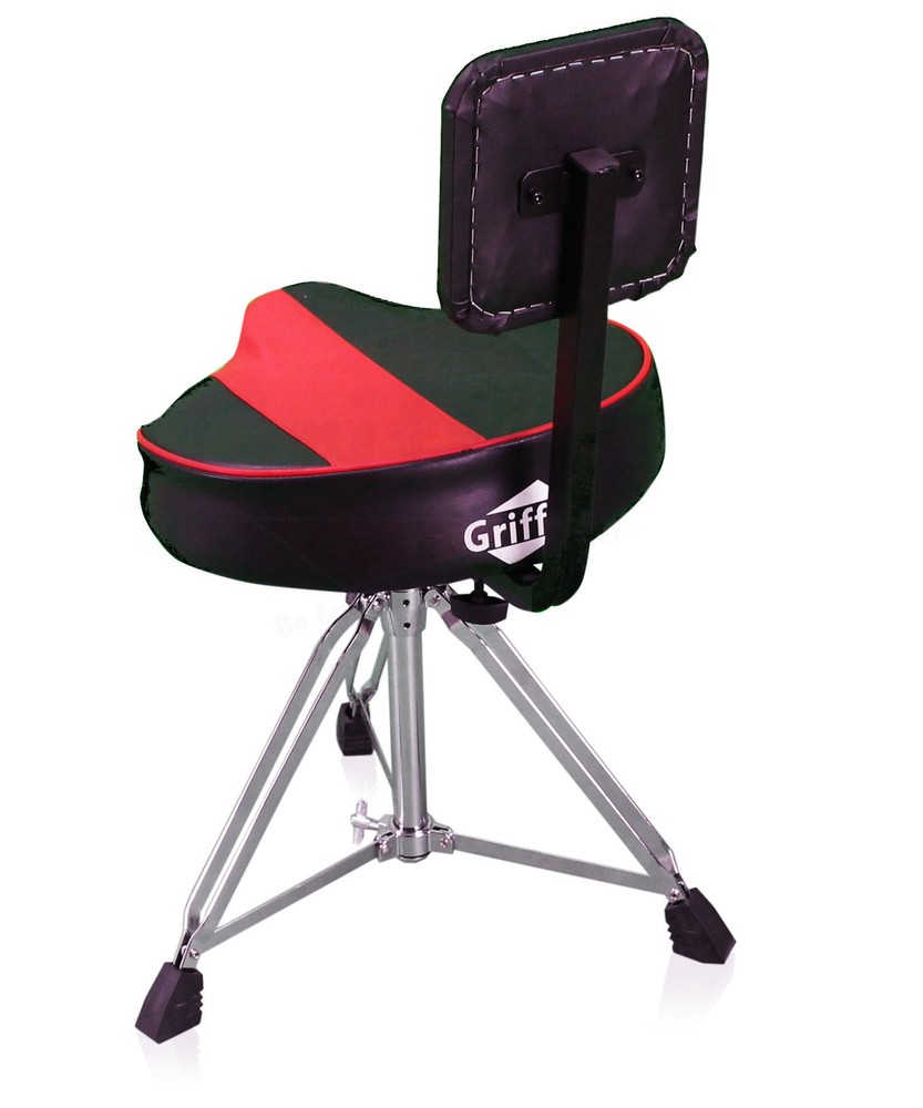 Saddle Drum Throne with Backrest Support GRIFFIN | Padded Leather Drummer Seat