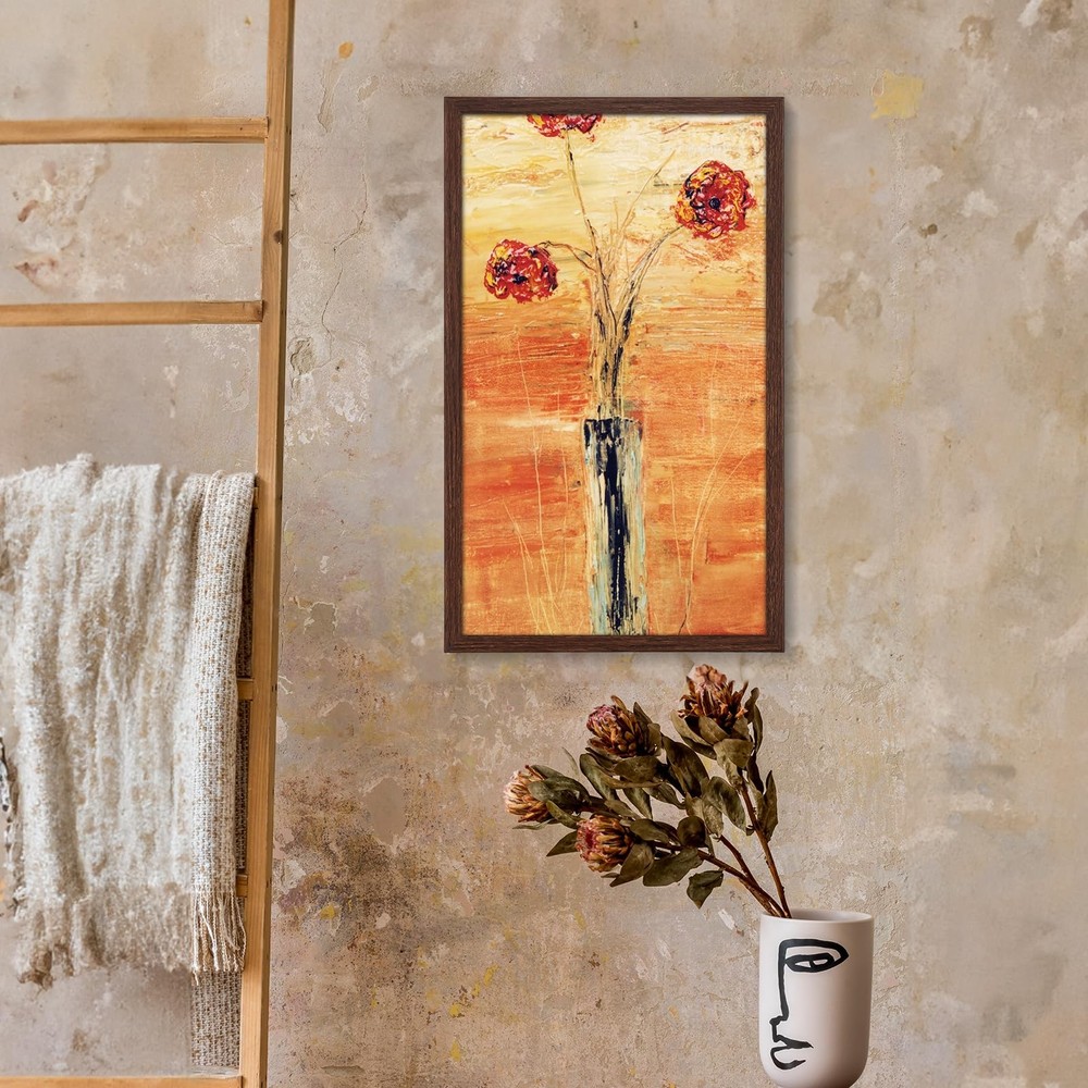 Solid Wood 14x18 Frame - Single Frame, Rustic Walnut 14 x 18 Poster Frame wit...
