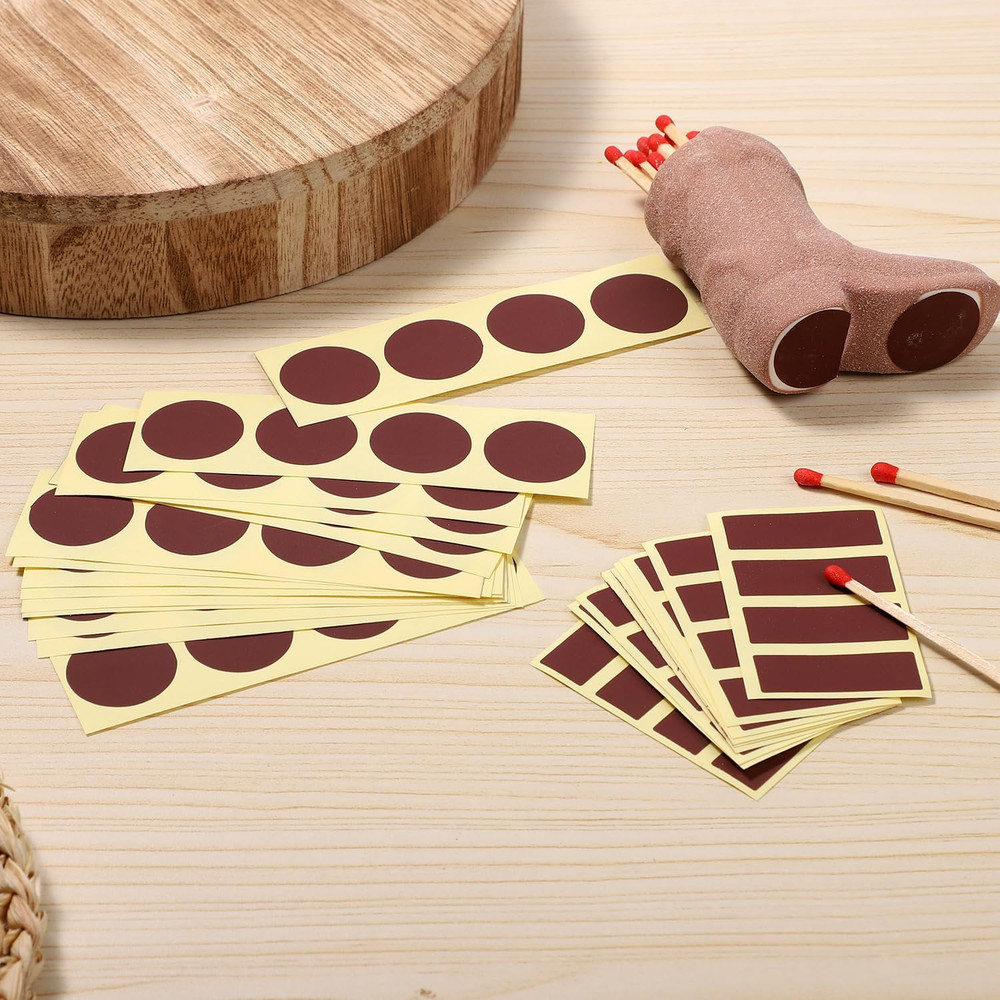120Pcs Match Striker Papers with Adhesive, 60 round and 60 Rectangle Match Strik