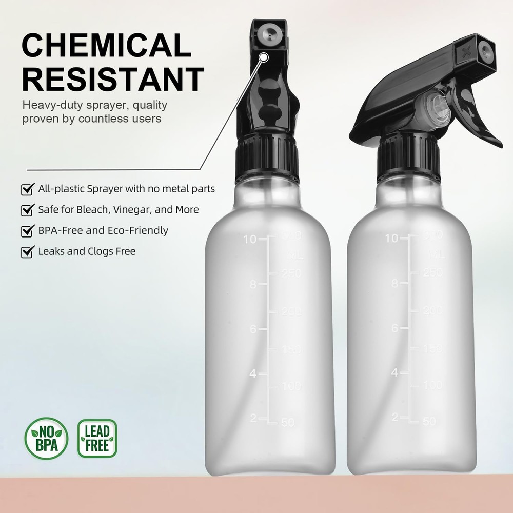 Bealee 2 Pack 10oz Spray Bottles Mist & Stream, Refillable, BPAFree