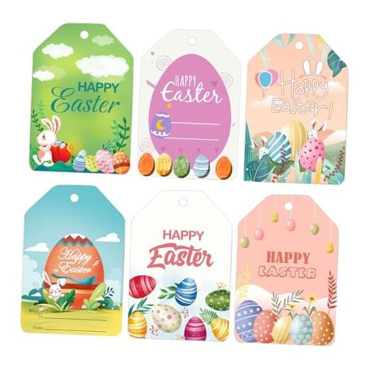 Easter Gift Tags,2x3 Inch Happy Easter Paper Tags with 32.8Ft String for DIY