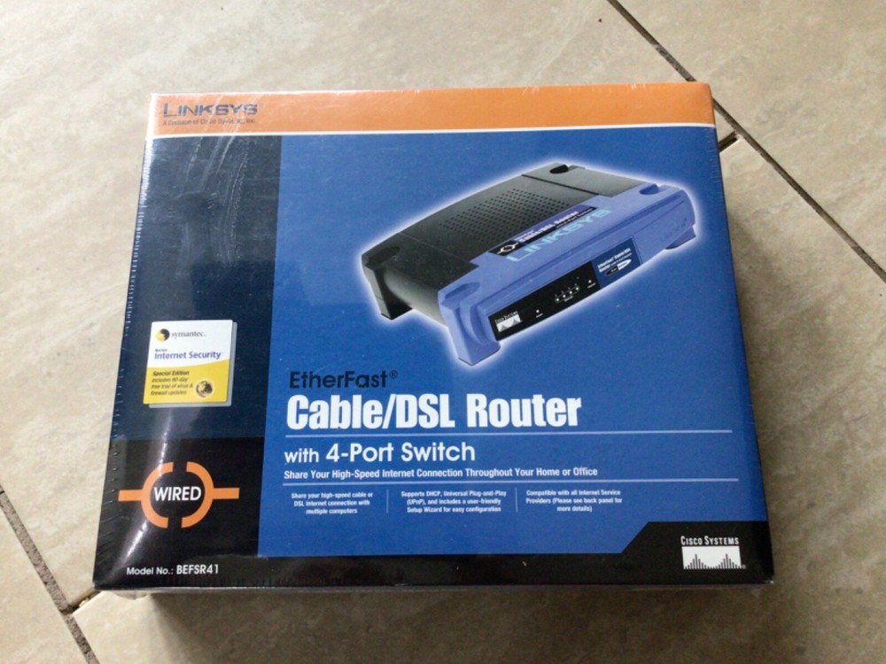 LINKSYS CABLE/DSL ROUTER MODEL NO BEFSR41 WIRED ETHERFAST WITH 4 PORT SWITCH