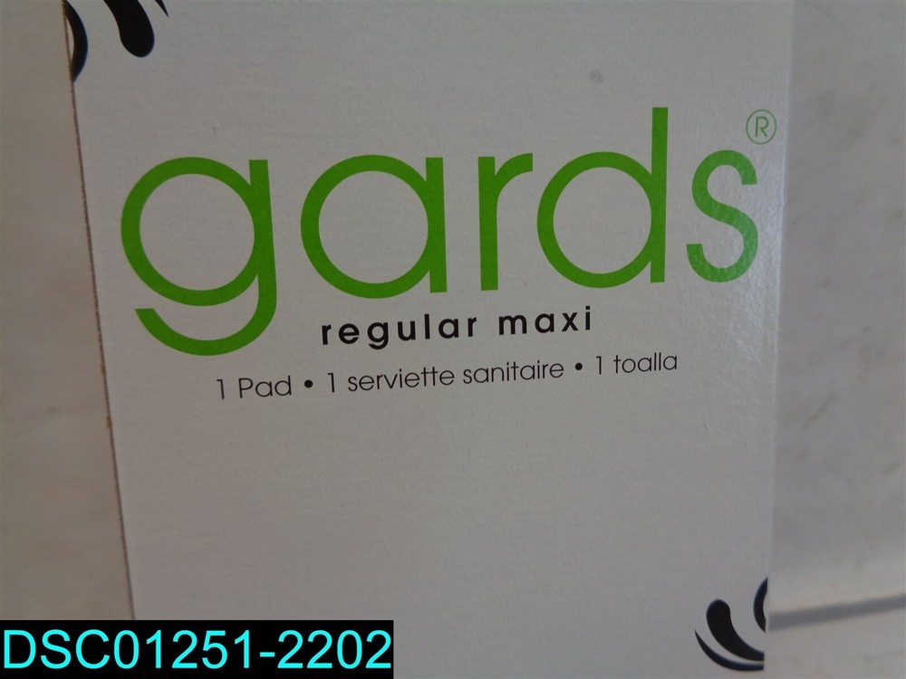 QTY=250: GARDS Regular Maxi Pads Individually Boxed
