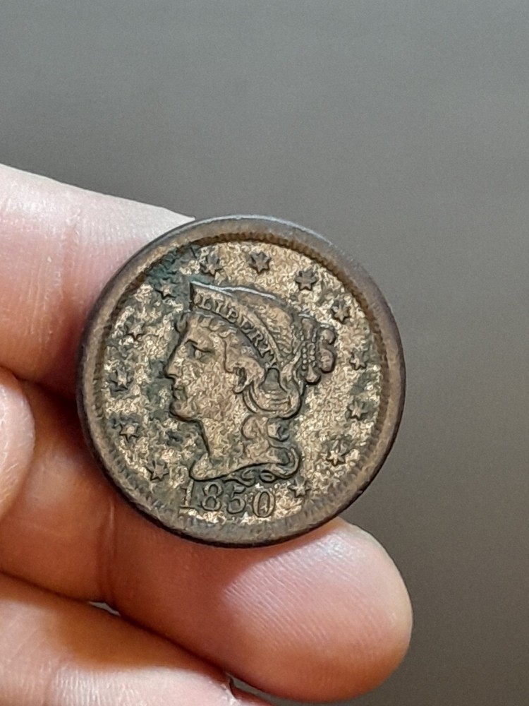 1850 Braided Hair Large Cent VF (Environmental Damage)