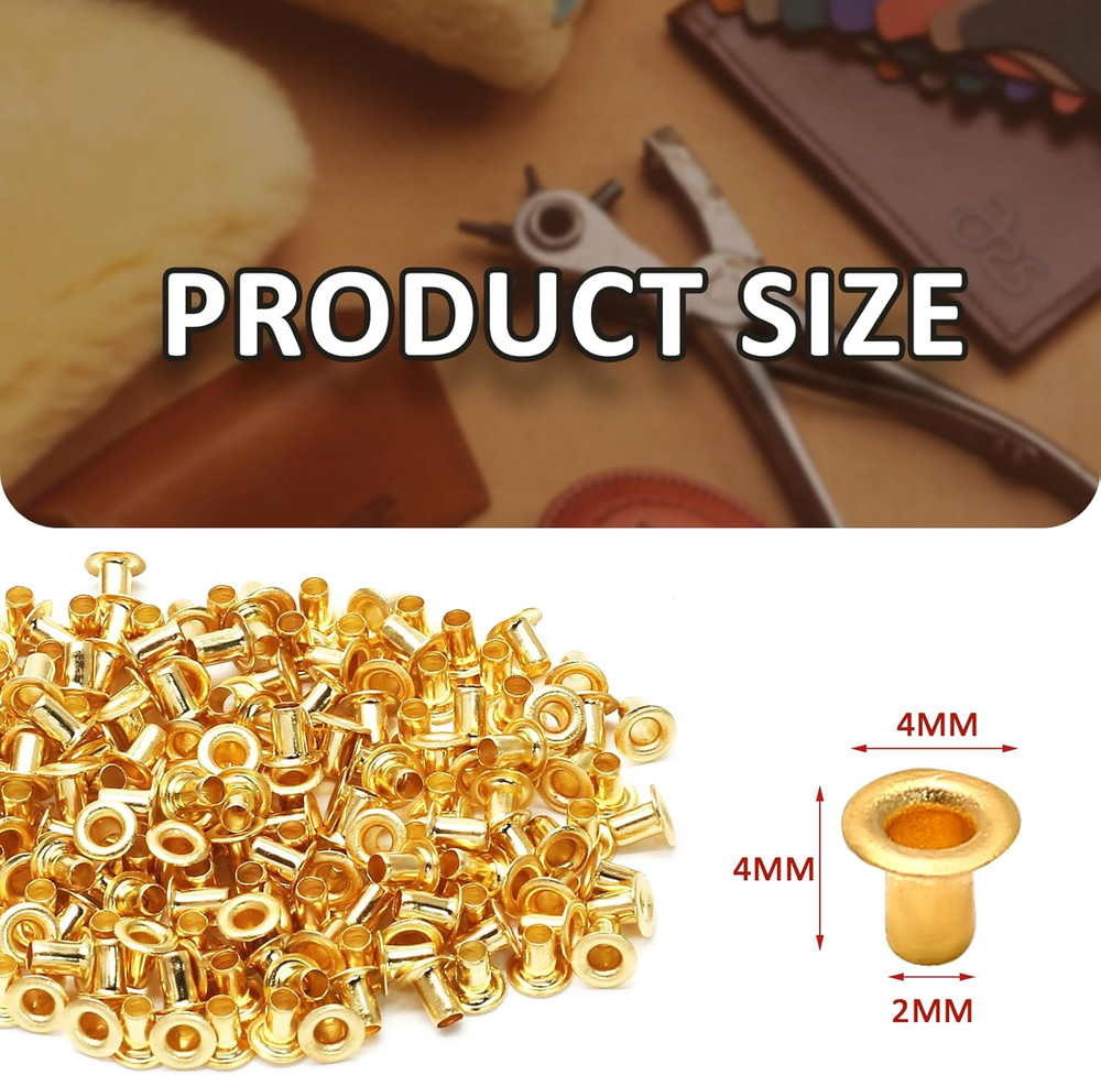 2MM Tiny Grommets Eyelets 200 Pcs, Self Backing Eyelets for Bead Cores, Clothes,