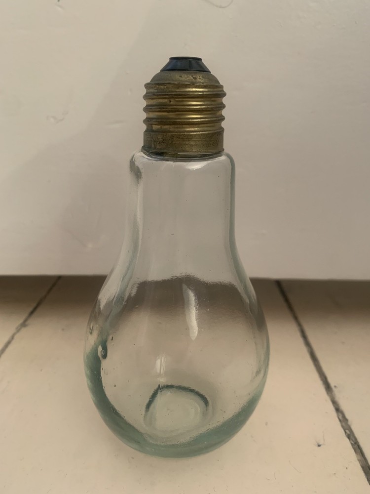 Vintage Lightbulb-Shaped Glass Container with Screw Cap | Industrial Decor