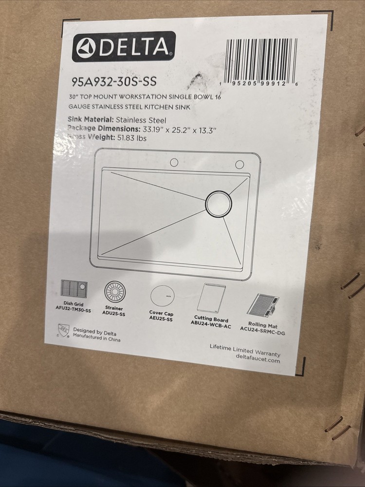 Delta 95A932-30S Lorelai 30” Workstation Kitchen Sink Top Mount - Stainless