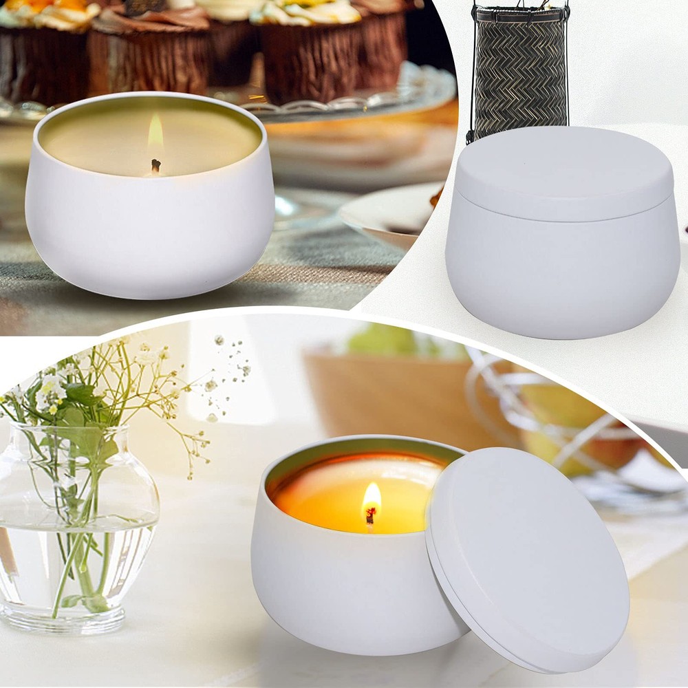 24PCS 8oz White Candle Tins with Lids Bulk Candle Making Jars Empty Containers