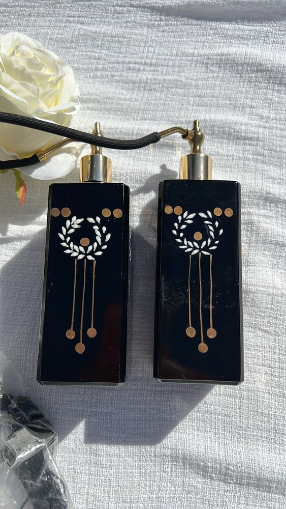 Chic Hollywood Regency Style Hand Painted Austrian Glass Perfume Bottle Atomizer