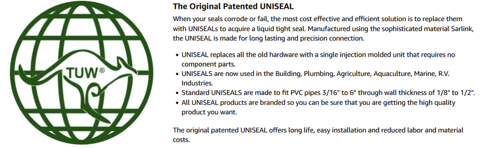 2'' UNISEAL Flexible Tank Adapter (Bulkhead) - 25 PACK