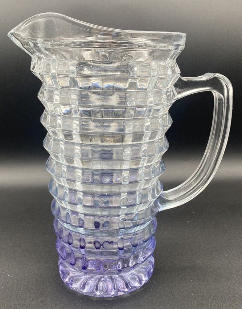 60's Iridescent Crystal Pitcher Heavy vintage