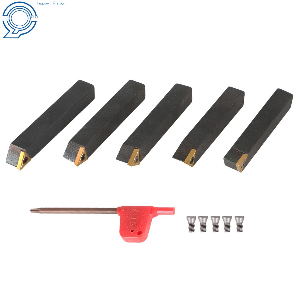 5 Pack 3/8" Carbide Indexable Turning Tool Lathe Tool Bit With Carbide Inserts