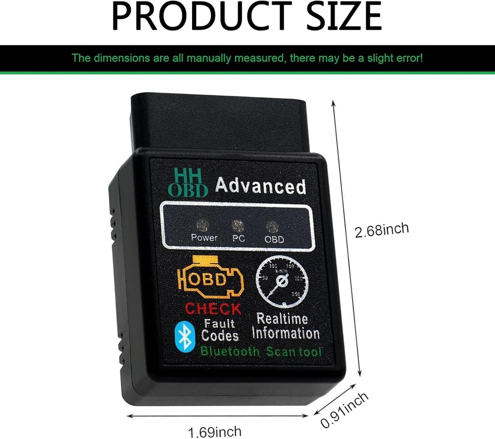 Car OBD2 Bluetooth Diagnostic Tool, Wireless Reset and Clear Fault Codes Device,