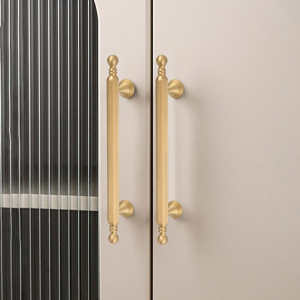-5 Inch Brushed Gold Kitchen Cabinet Pulls 2 Pack Solid Brass Handles for Dre...