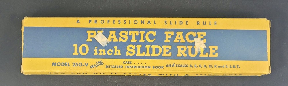 Vtg Engineering Instruments Inc 10" Slide Rule 250-V W/Box/Case/Instruction Book