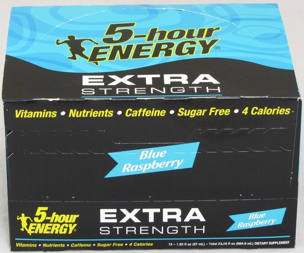 5 Hour Energy Shot Blue Raspberry Extra Strength Shots Hr Five 12 Count Box