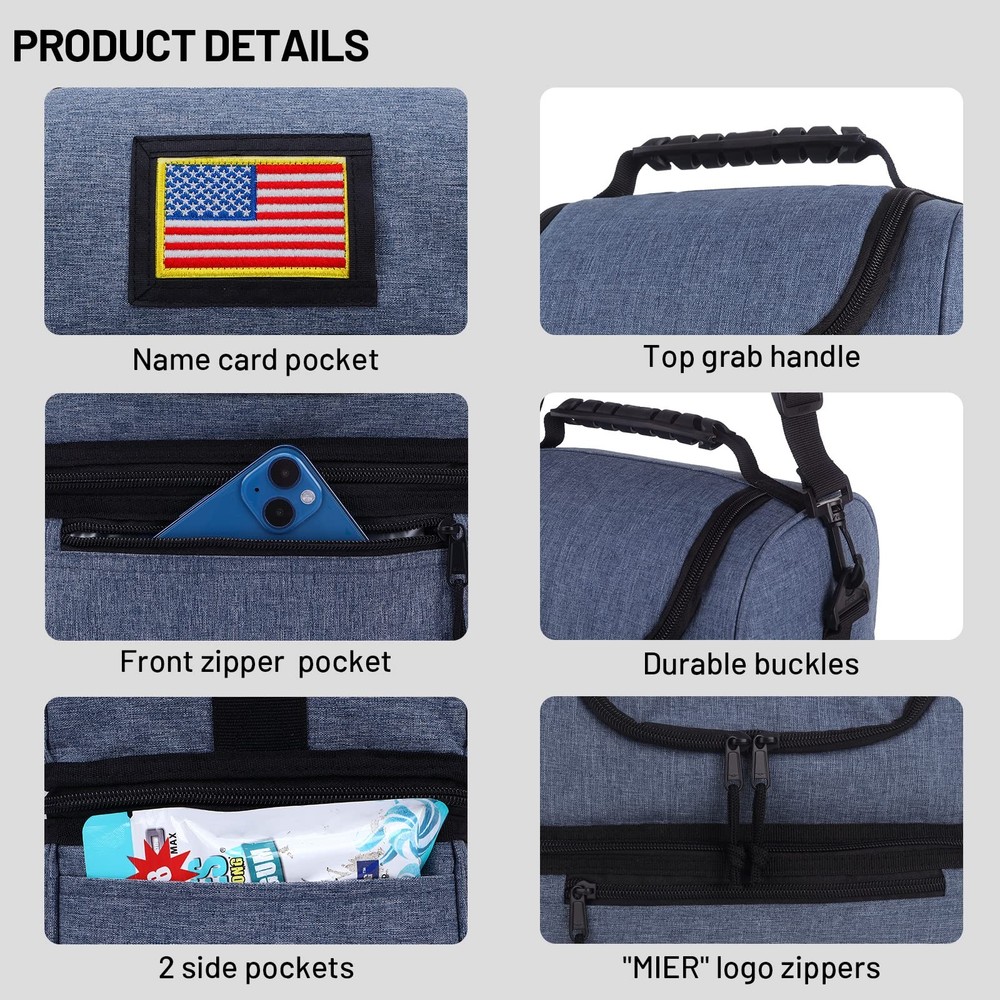 2 Compartment Lunch Bag Leakproof Insulated Cooler Bag Work Bluesteel Medium