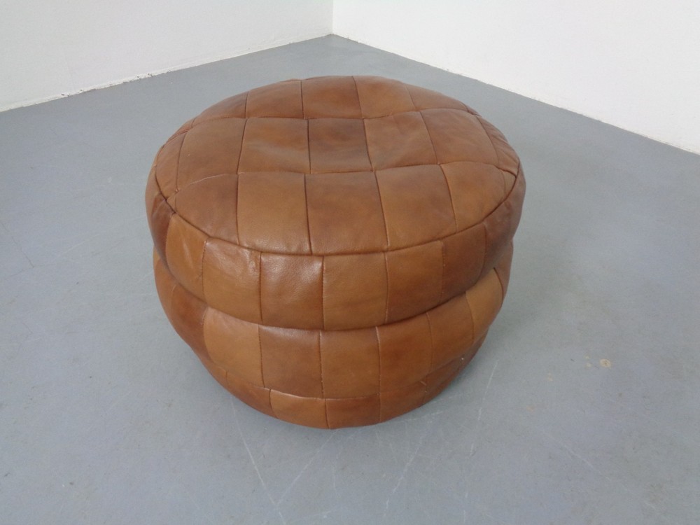 Vintage Patchwork Leather Footstool 60S