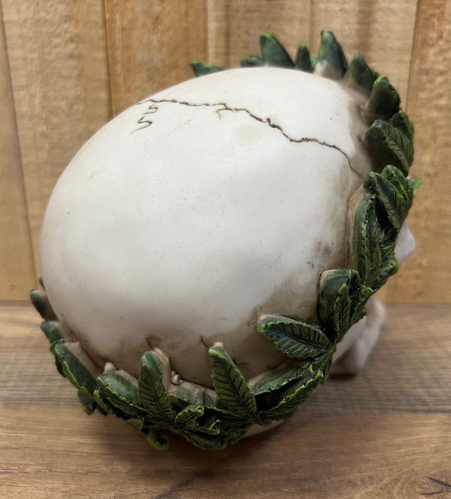 Skull Resin Green Leaf Headband 6" x 5"