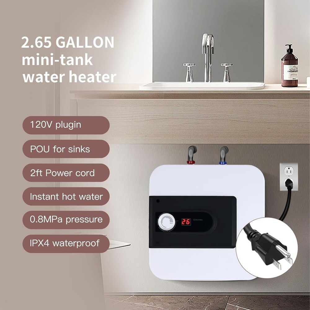 Electric Water Heater. 2.5 Gallon Point of Use Instant Hot Water (SKU604)