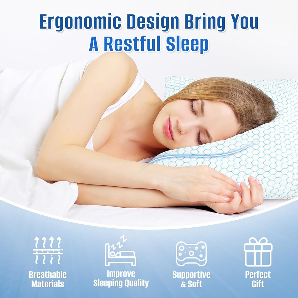 Memory Foam Pillow Set (2-Piece), Blue