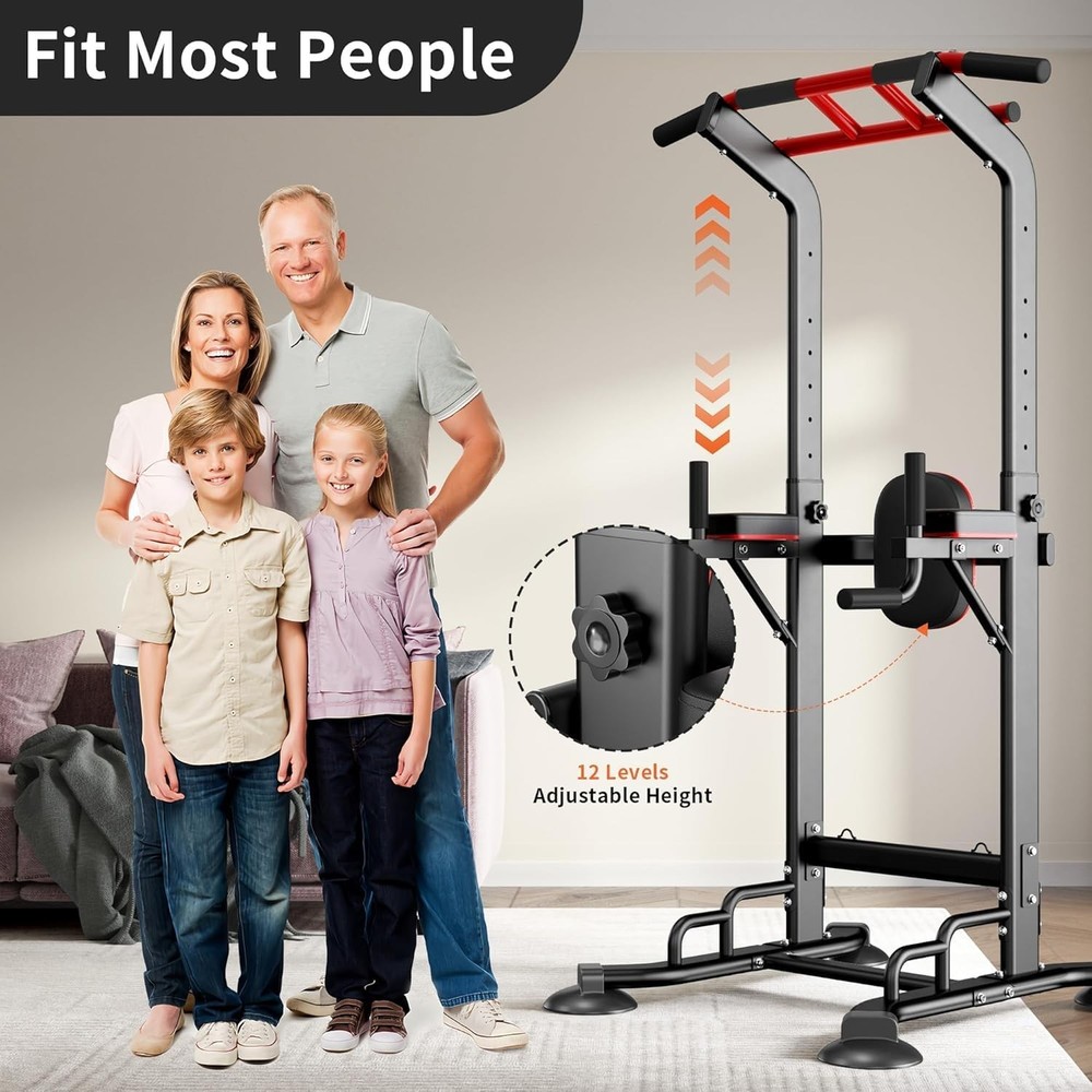 Home Gym Pull Up Bar Dip Station Adjustable