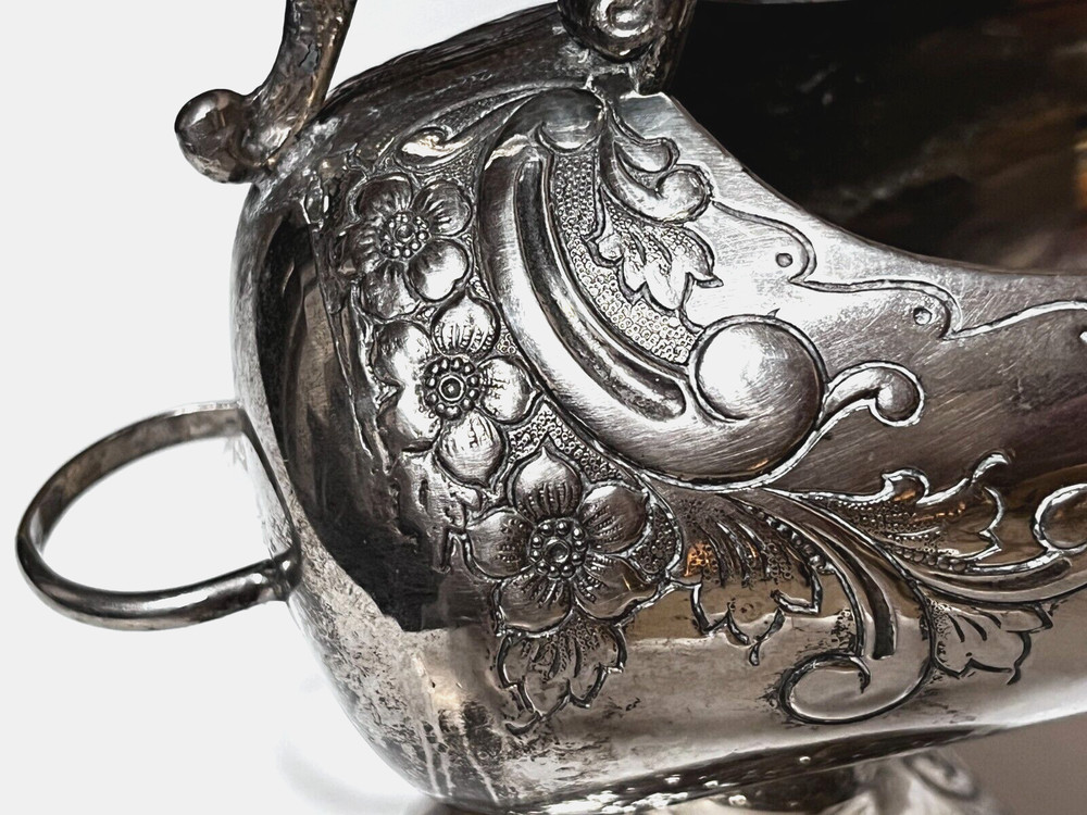 Vintage Silverplate Scuttle Sugar Bowl Scoop Sugar Server