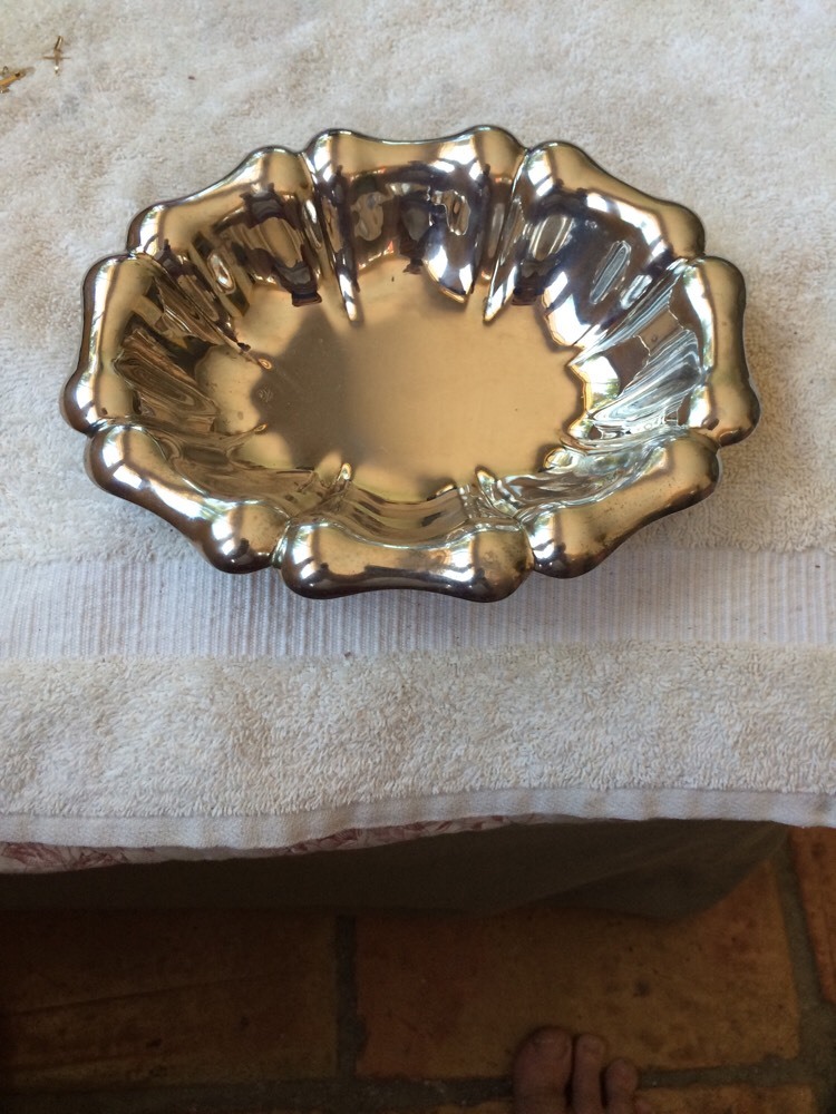 Silver Plate 8" Fluted Dish Marked "Italy"