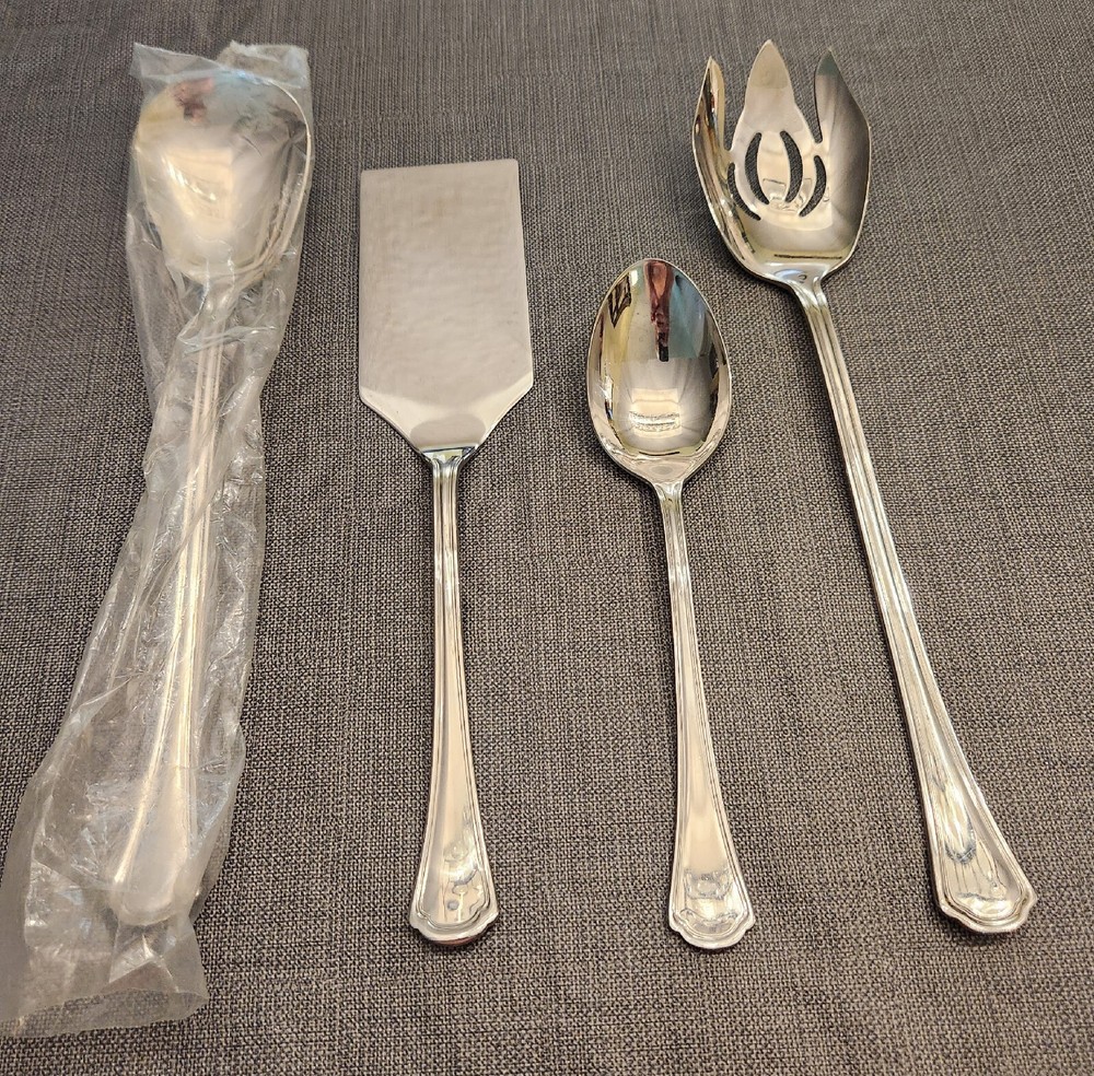 4 Pc Reed & Barton Arlington Newton Stainless Serving Set New Serving Spoon +...