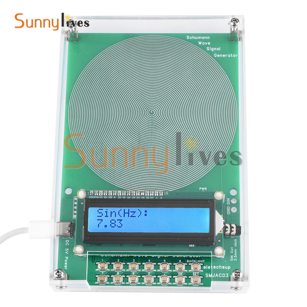 Schumann Wave Generator Pulse Sine Frequency +3.5MM Audio Output Connector +Case
