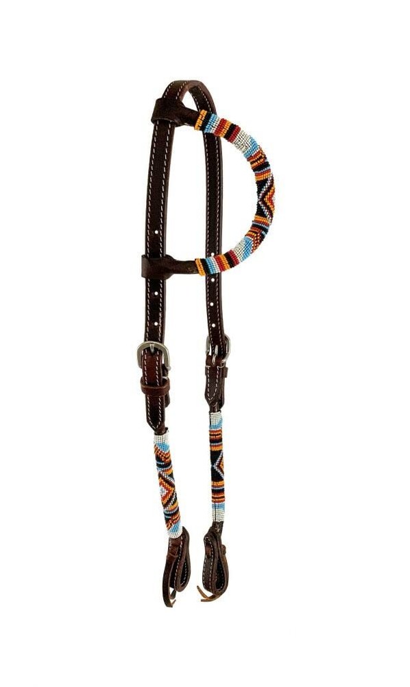 Showman Beaded Southwest Design Single Ear Leather Headstall