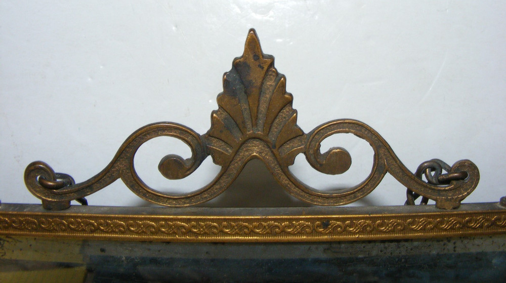 Vintage 1920's Hinged Triple Mirror for Dressing Table Brass & Leather Tooled