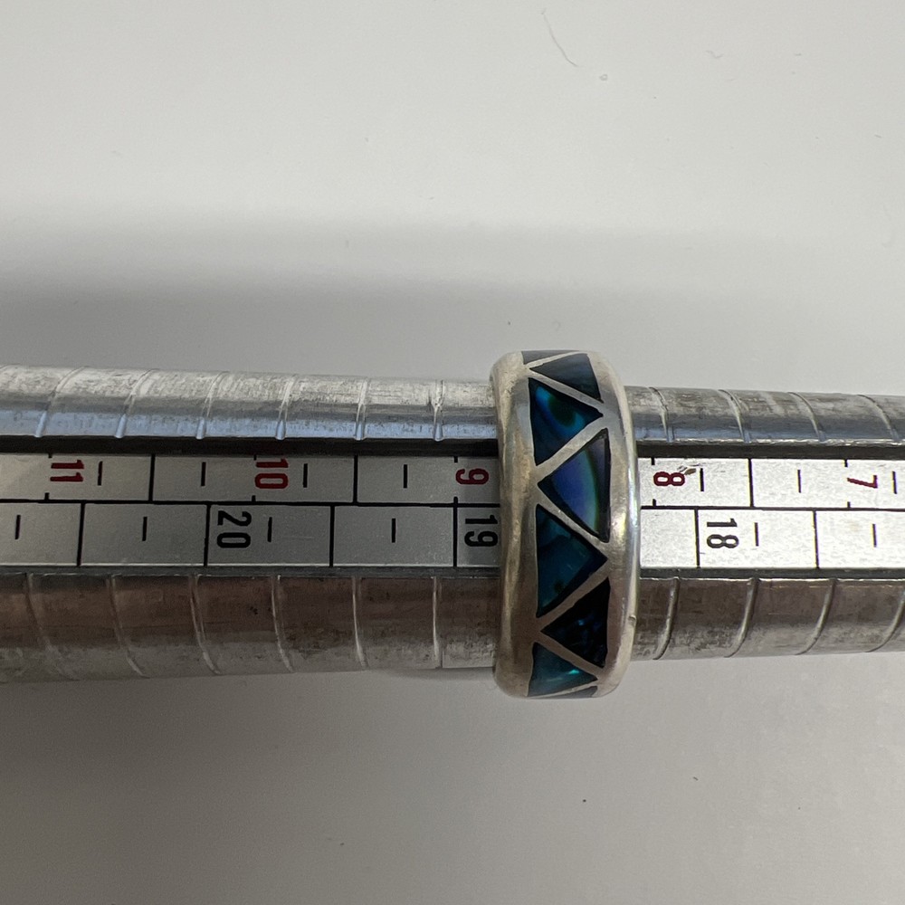 Sterling Silver Abalone Inlay Ring Size 8.5