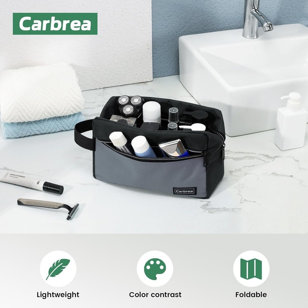 Compact Travel Toiletry Bag - Durable Polyester Makeup Organizer in Black