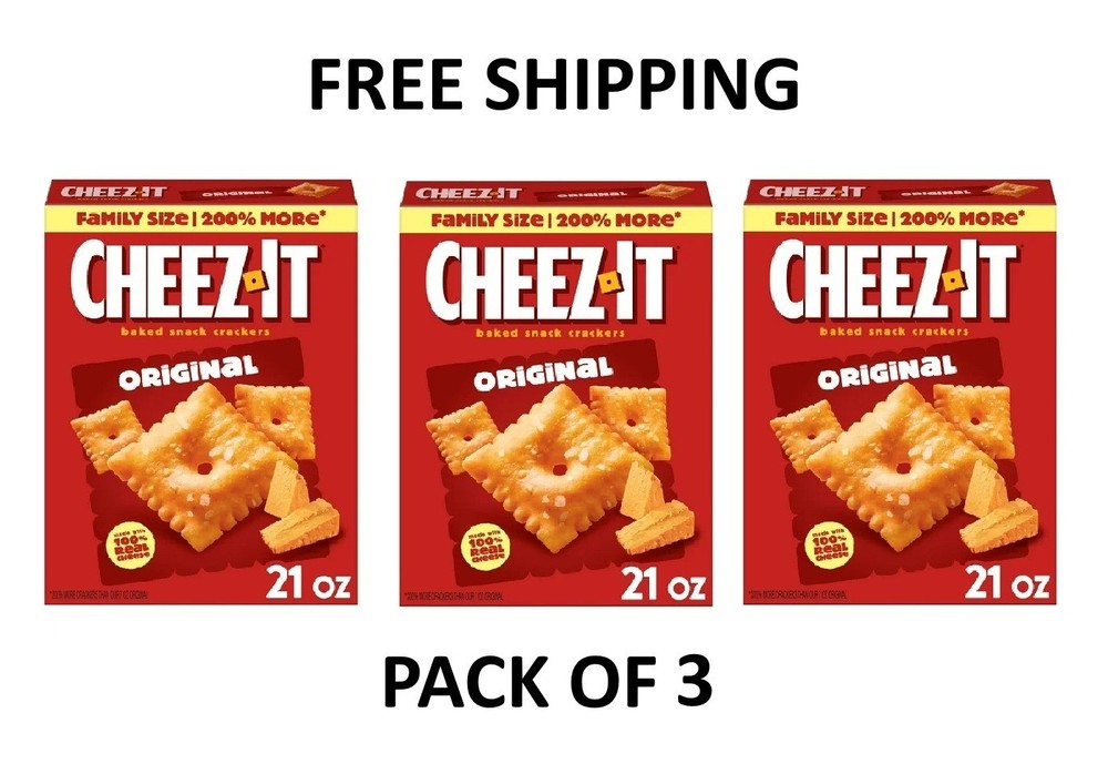 ( 3 Pack ) Cheez-It Original Cheese Crackers, Baked Snack Crackers, 21 oz
