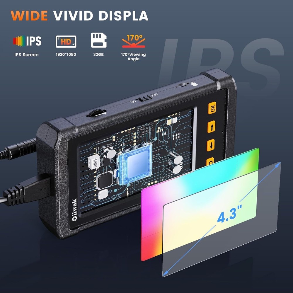 Professional 50FT Snake Borescope Camera - Waterproof with Built-in Lights