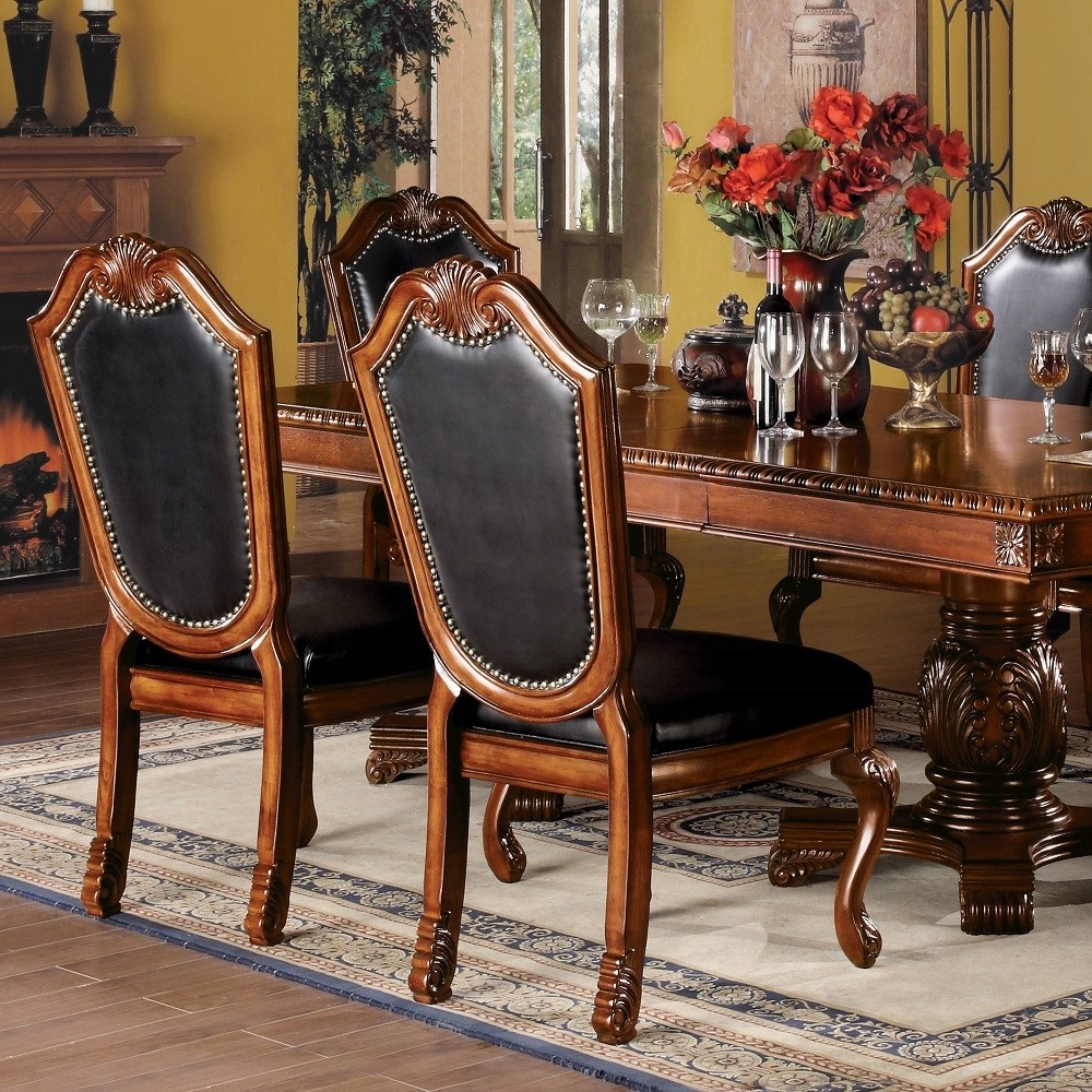 Black and Cherry Side Chair with Nailhead Trim