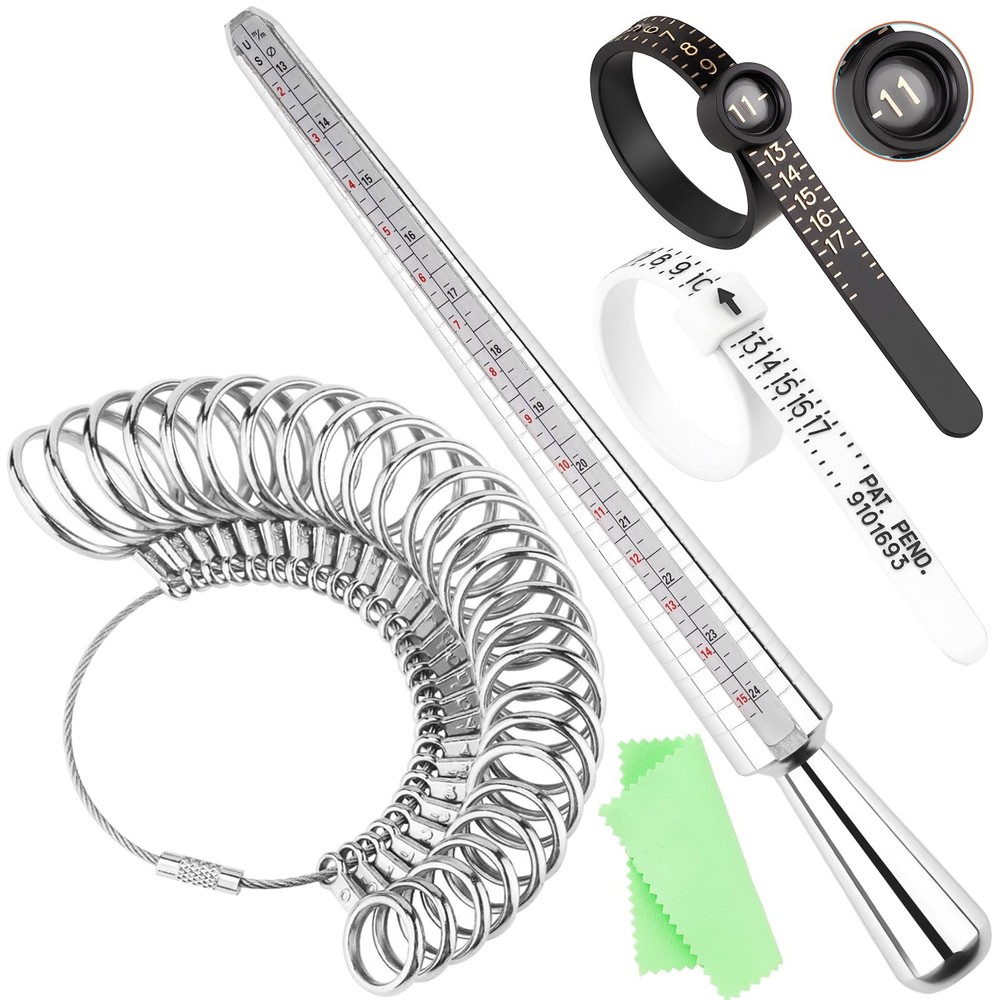 UUBAAR Ring Sizer and Measuring Tool, 5-in-1 Pro Sizing Kit: silver