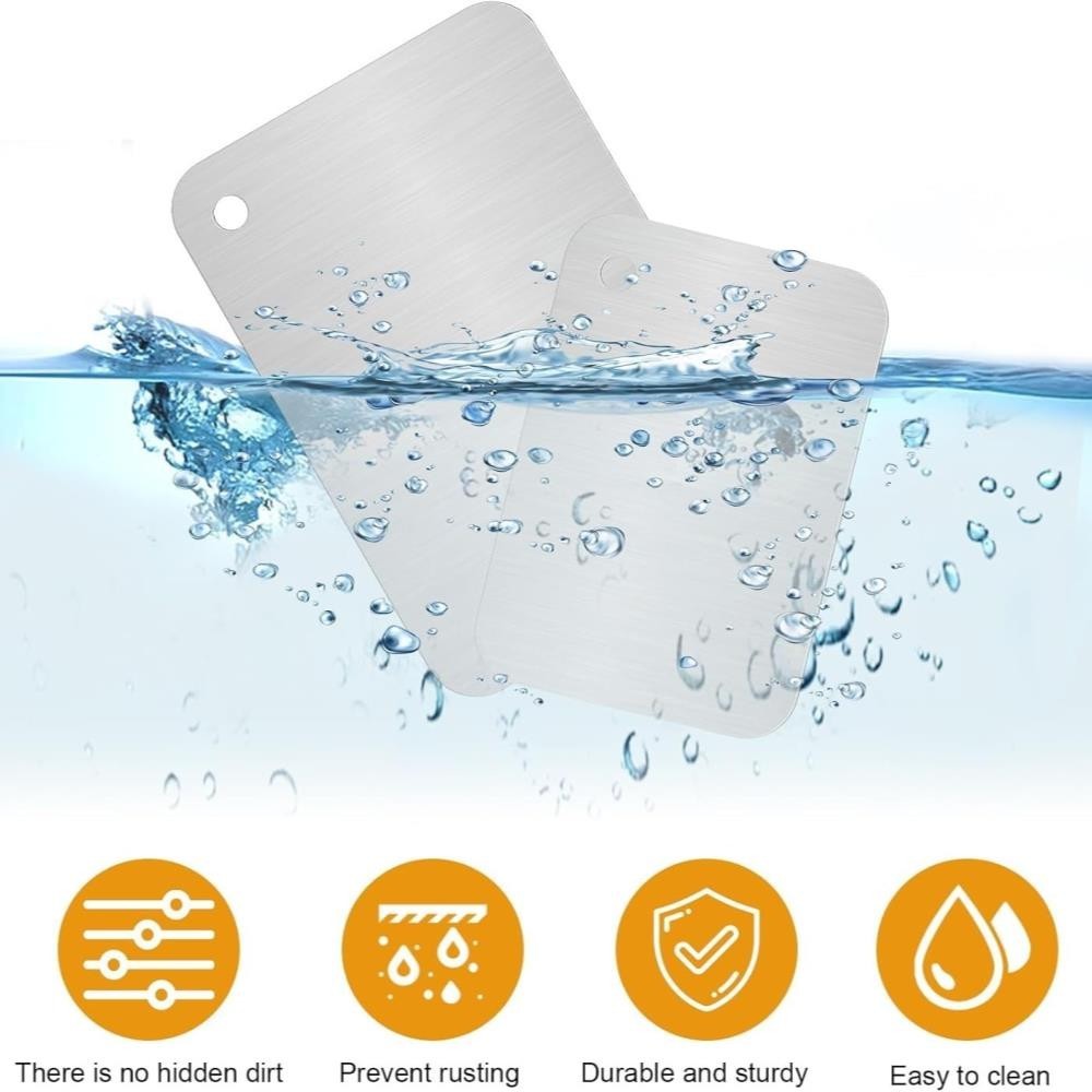 2 Pack Stainless Steel Titanium Cutting Board Double Sided Rust Proof Kitchen